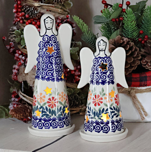 Garden Bouquet Small Angel Luminary Polish Pottery