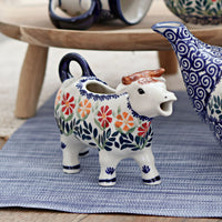 Garden Bouquet Cow Creamer Polish Pottery