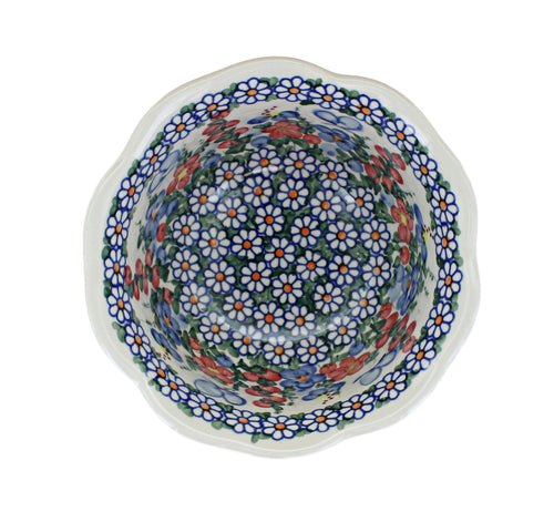Garden Butterfly Small Deep Scallop Bowl Polish Pottery