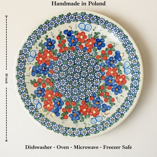 Garden Butterfly Dinner Plate Polish Pottery