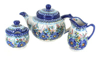 Polish Pottery Garden of Blue 3 Piece Tea Set