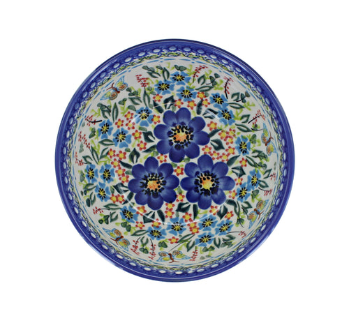 Garden of Blue Cereal/Soup Bowl Polish Pottery