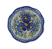 Garden of Blue Small Scallop Bowl Polish Pottery