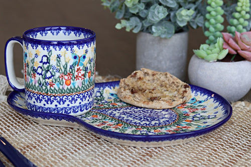 Garden of Eden Breakfast Plate with Mug Polish Pottery