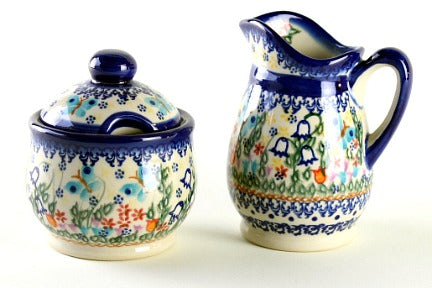 Garden of Eden Cream & Sugar Set Polish Pottery
