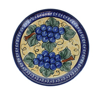Grapes Dessert Plate with Cobalt Trim Polish Pottery
