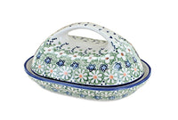Green Daisy Butter Dish With Handle