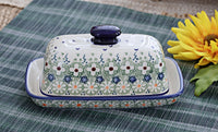 Green Daisy Butter Dish Polish Pottery