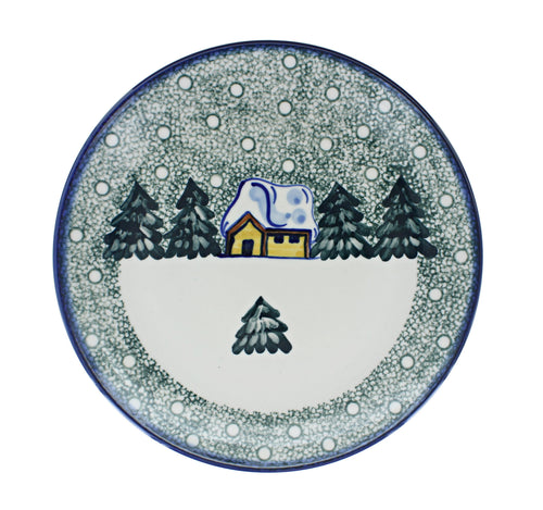 Winter Forest Dinner Plate - Green Polish Pottery