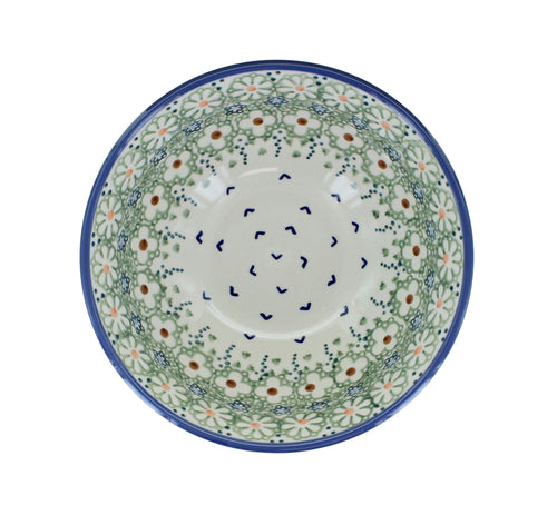 Green Daisy Cereal/Soup Bowl Polish Pottery