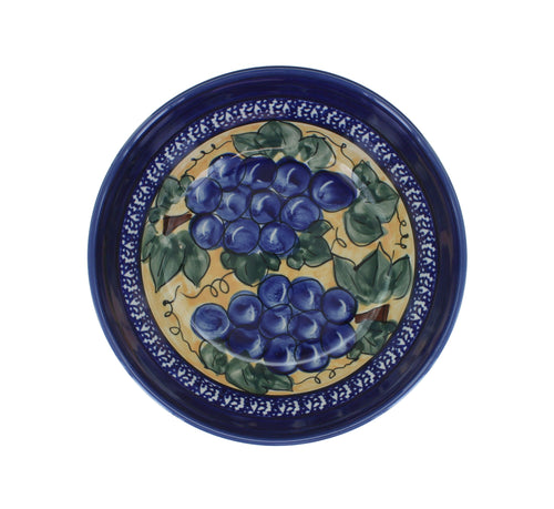 Grapes Cereal/Soup Bowl w/ Cobalt Rim Polish Pottery