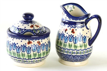Garden Tulip Cream & Sugar Set Polish Pottery