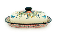 Floral Butterfly Bread Container Polish Pottery
