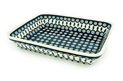 Peacock Lasagna Dish Polish Pottery