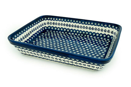 Flowering Peacock Lasagna Dish Polish Pottery