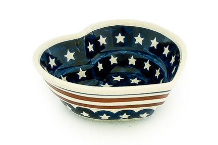 Stars & Stripes Small Heart Bowl Polish Pottery