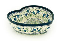 Blue Tulip Large Heart Bowl Polish Pottery