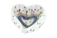 Polish Pottery Hearts & Flowers Shaped Heart Bowl