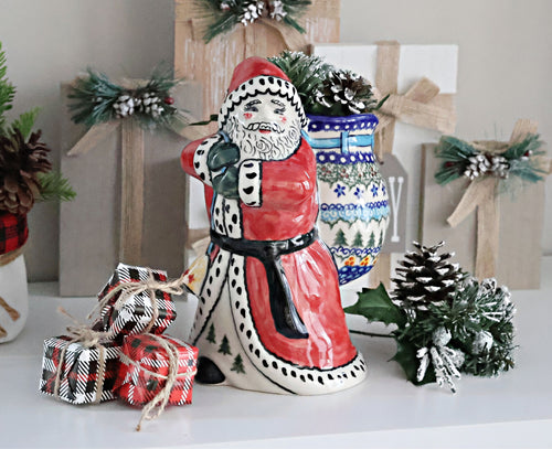 Holiday Pine Santa Claus Polish Pottery