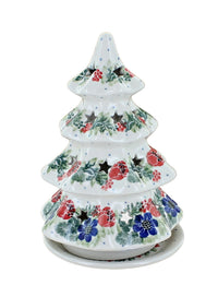 Polish Pottery Holiday Flower Medium Christmas Tree Luminary