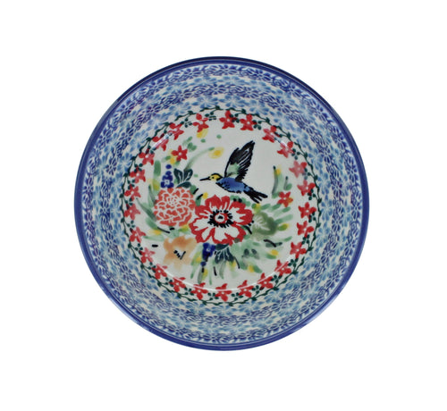 Hummingbird Dessert Bowl Polish Pottery