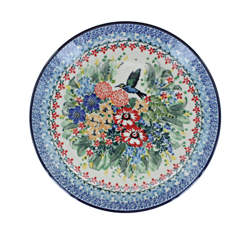 Hummingbird Dessert Plate Polish Pottery