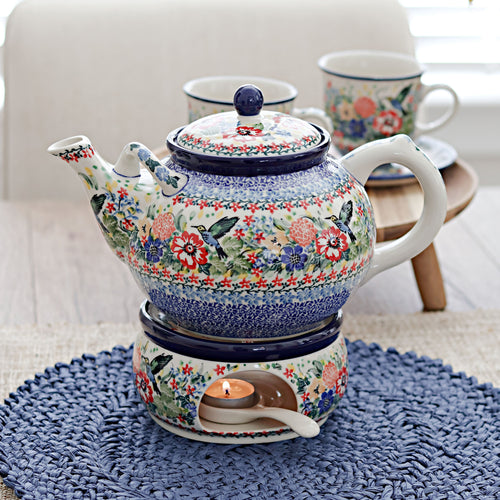 Hummingbird Large Teapot Polish Pottery