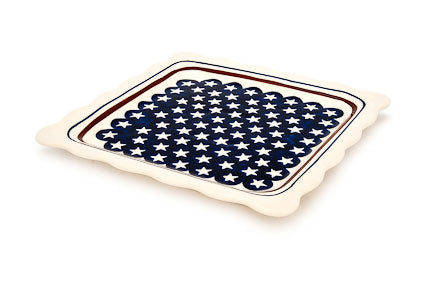 Stars & Stripes Square Lunch Plate Polish Pottery
