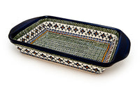 Mosaic Flower Extra Large Baker with Handles Polish Pottery