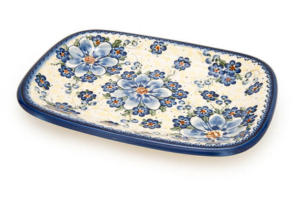 Daisy Surprise Medium Rectangular Serving Platter Polish Pottery