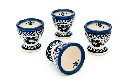 Spring Blossom 4 PC Egg Cup Set Polish Pottery