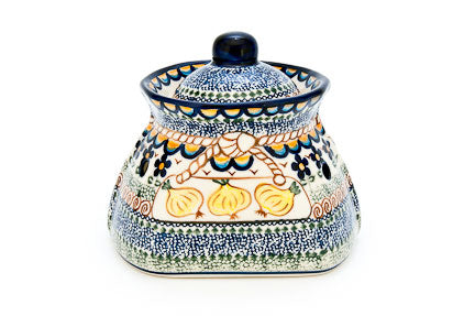 Aztec Flower Small Garlic Keeper Polish Pottery