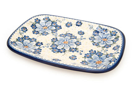 Daisy Surprise Large Rectangular Serving Platter Polish Pottery
