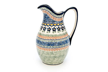Aztec Flower Pitcher Polish Pottery