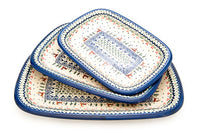 Reindeer Delight 3 Piece Rectangular Serving Set Polish Pottery