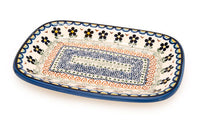 Aztec Flower Small Rectangular Serving Platter Polish Pottery