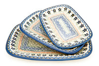 Aztec Flower 3 Piece Rectangular Serving Set Polish Pottery