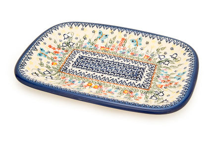 Garden of Eden Medium Rectangular Serving Platter Polish Pottery