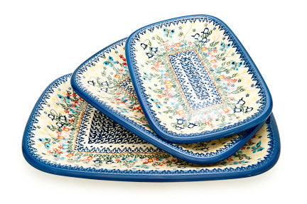 Garden of Eden 3 Piece Rectangular Serving Set Polish Pottery