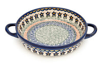 Aztec Flower Small Round Baker with Handles Polish Pottery