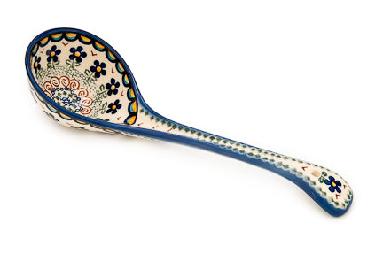 Aztec Flower Soup Ladle Polish Pottery