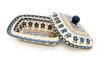 Aztec Flower Butter Tub Polish Pottery