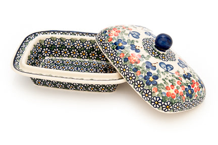 Garden Butterfly Butter Tub Polish Pottery