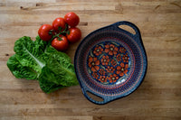 Jungle Flower Deep Bowl with Handles Polish Pottery