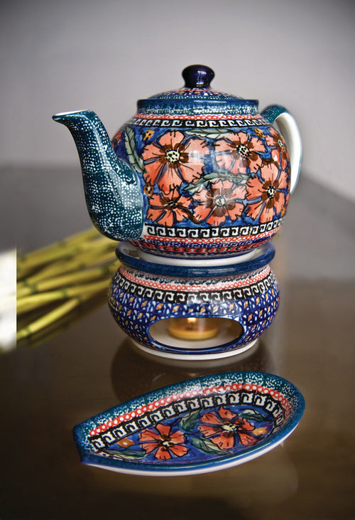 Jungle Flower Small Spoon Rest Polish Pottery