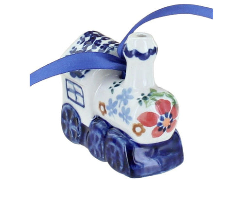 Polish Pottery Red Poppy Locomotive Ornament