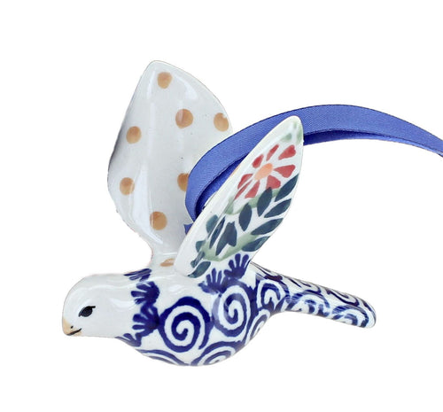 Polish Pottery Garden Bouquet Dove Ornament
