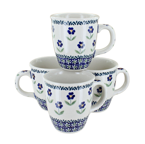 Blue Daisy 4 Piece Mug Set