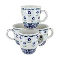 Polish Pottery Blue Daisy 4 Piece Mug Set