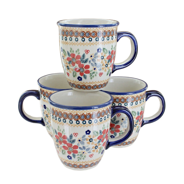 Red Daisy 4 Piece Mug Set